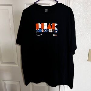 Amazon Peak Official 2022 Orange Blue White Logo Men's Black T-Shirt 2XL
